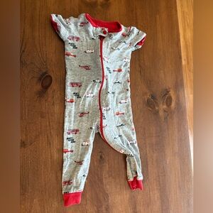 🩷 6 for $20 🩷 Gray and Red Baby Onesie with Fire Truck Print
